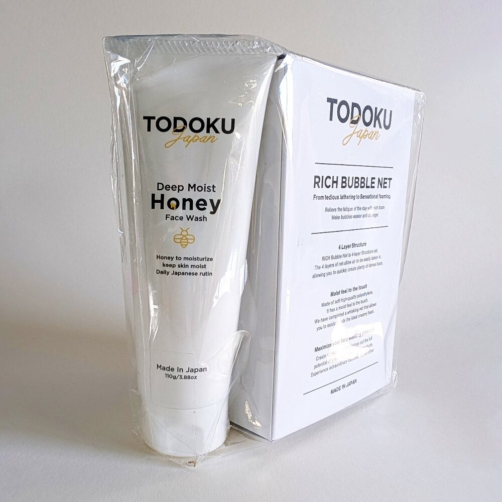 TODOKU Japanese Face Cleanser Set: Cleanser, Cleansing Net +Travel Size, JBeauty